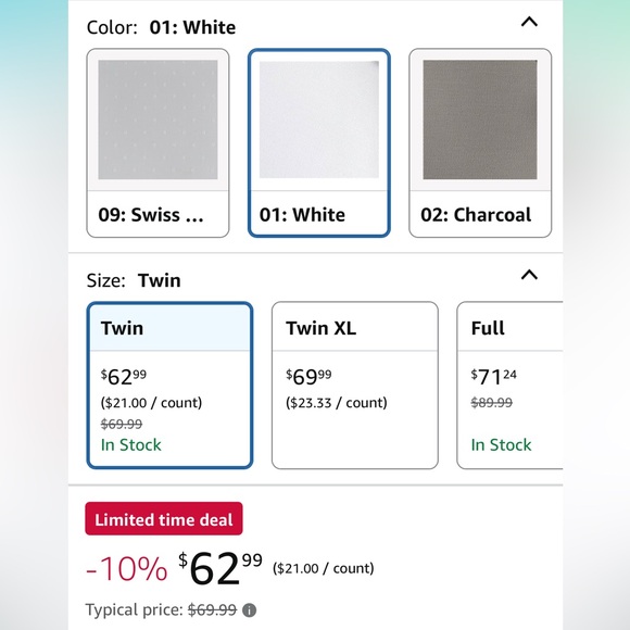 NEW Lane Linen White 100% Organic Cotton Percale Weave Twin Sheet Set Luxury - Picture 16 of 16